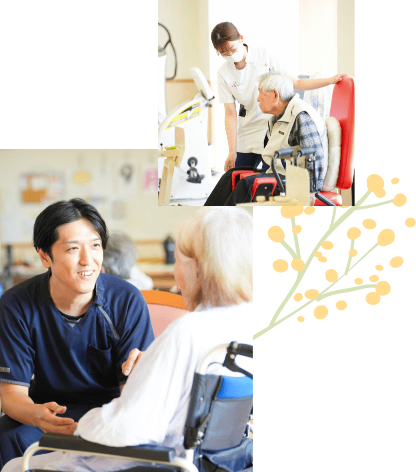 ヴィラとびしまの利用者とスタッフの様子